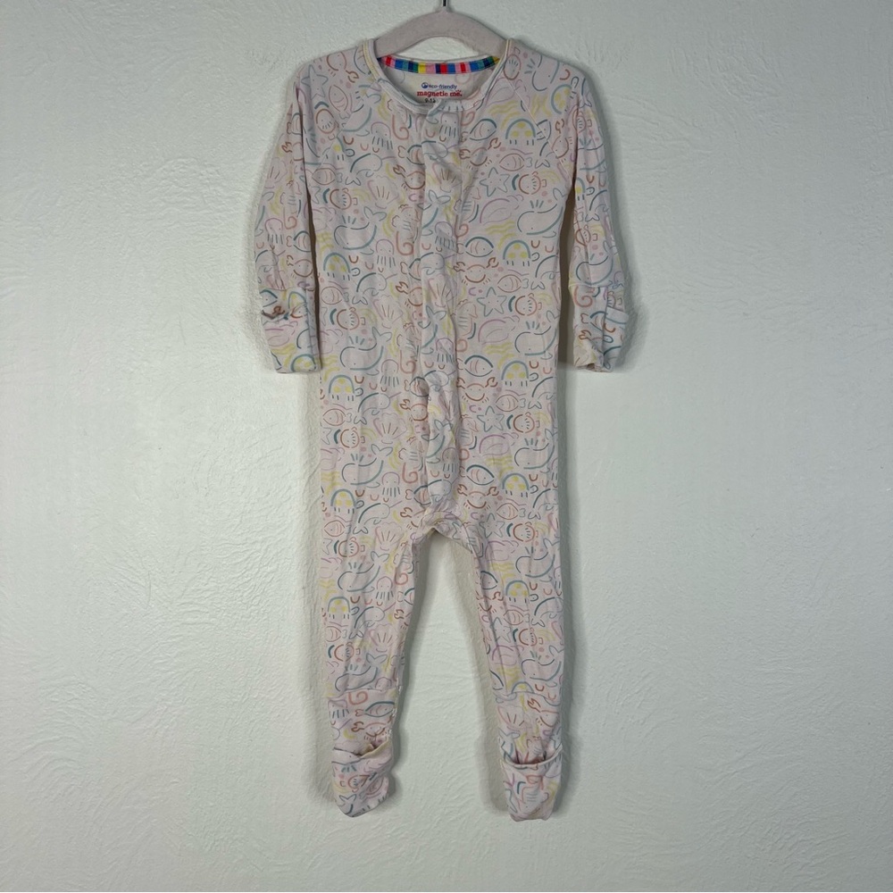 Magnetic Me Baby Footie Ocean Print Modal One-Piece Eco-Friendly Pink Size 9-12M